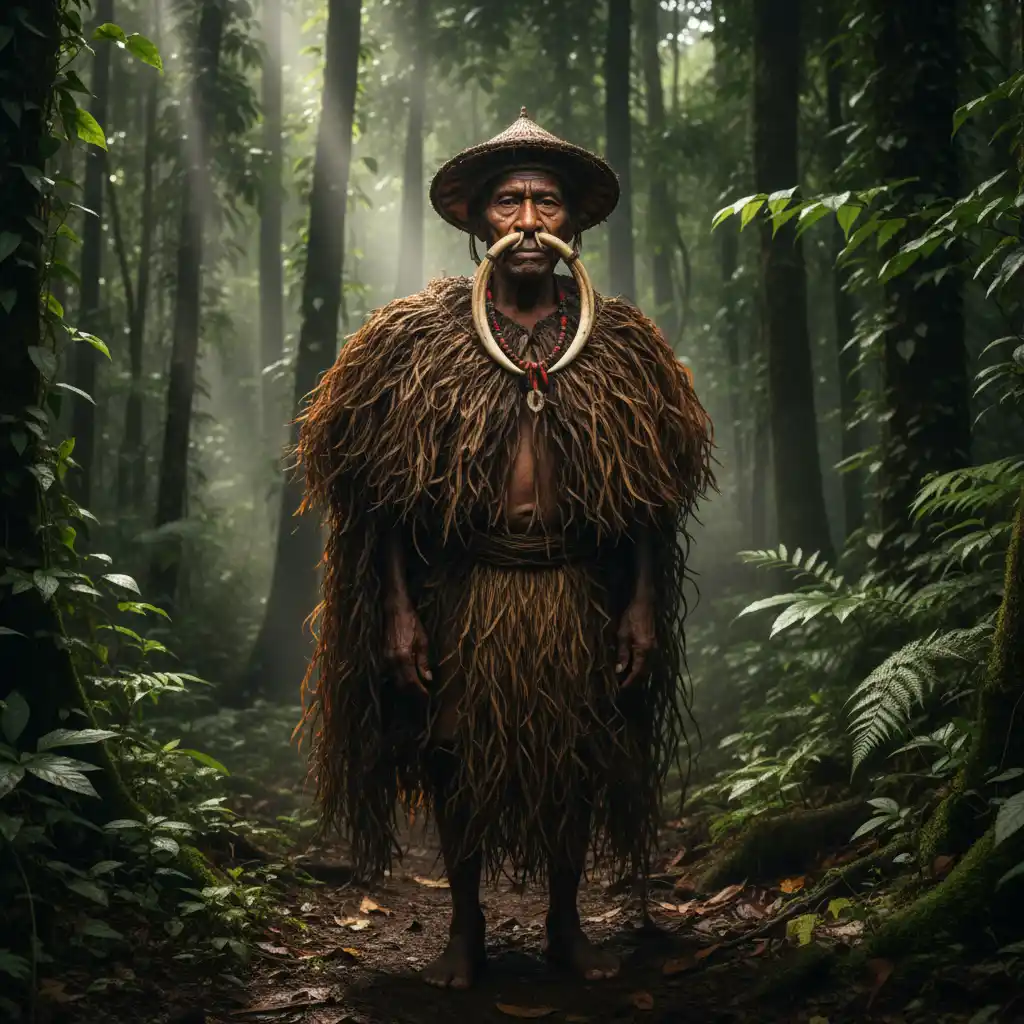 Vanuatu Chief in traditional Kastom attire