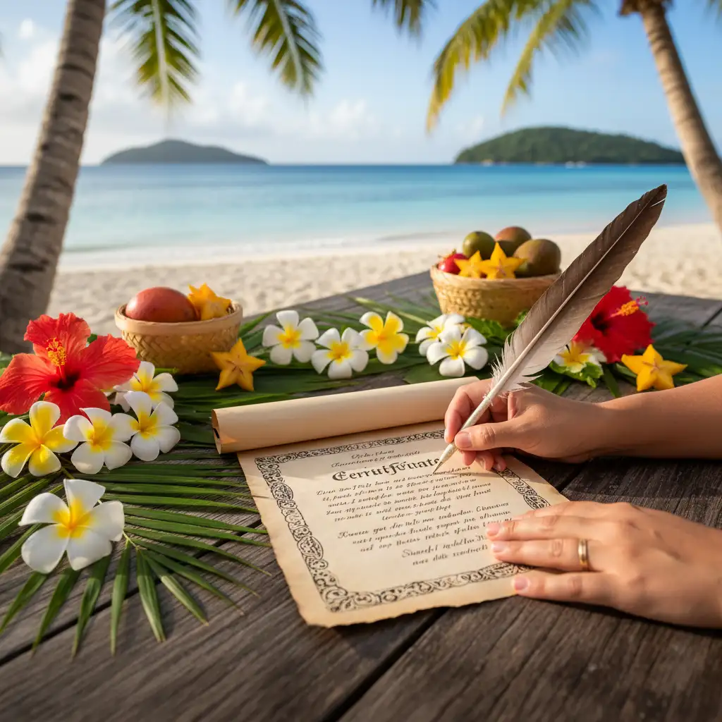 Legal wedding documentation signing in Vanuatu