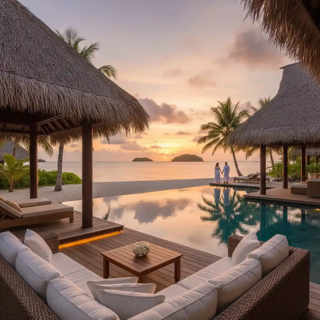 Luxury beachfront villa in Vanuatu with infinity pool