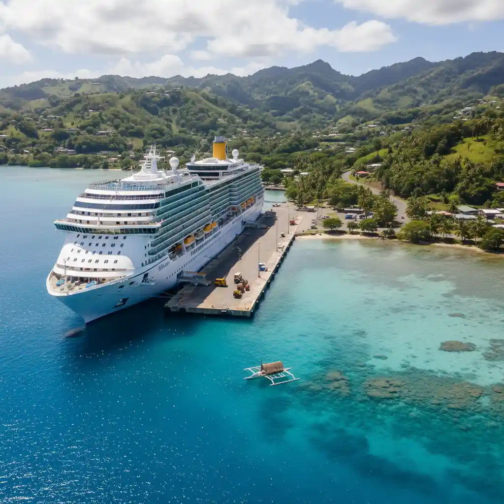 Cruise ship docked at Port Vila cruise port Main Wharf