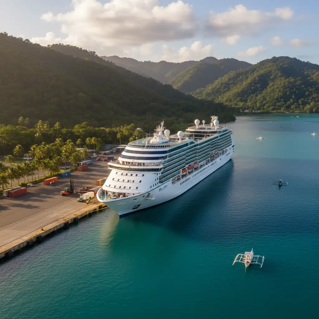 Cruise ship docked at Luganville Main Wharf Vanuatu