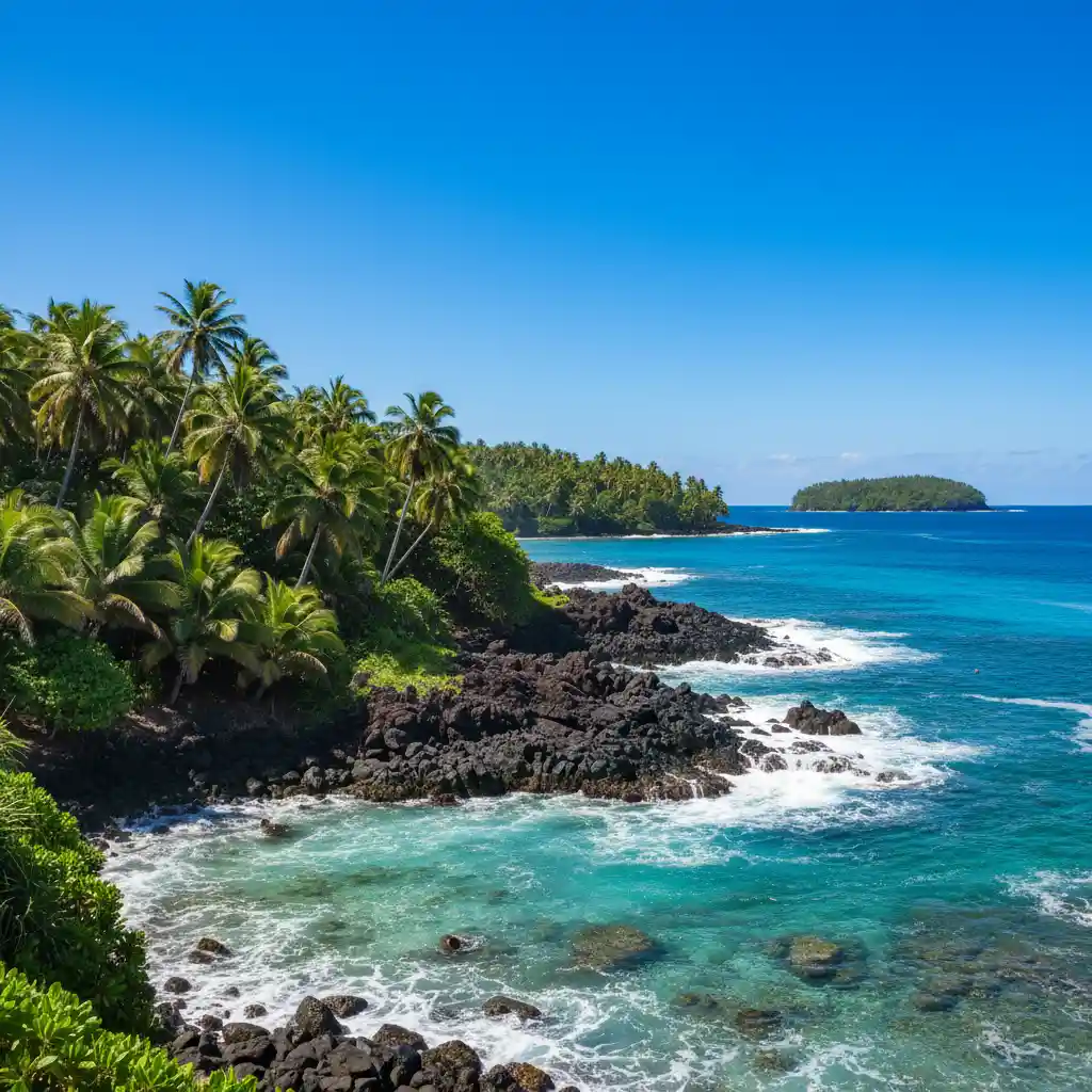The rugged coastline of Pango Point near Port Vila cruise port
