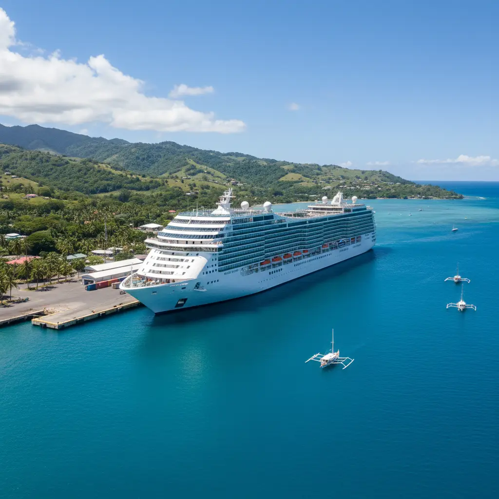 Cruise ship docked at Port Vila Main Wharf Vanuatu