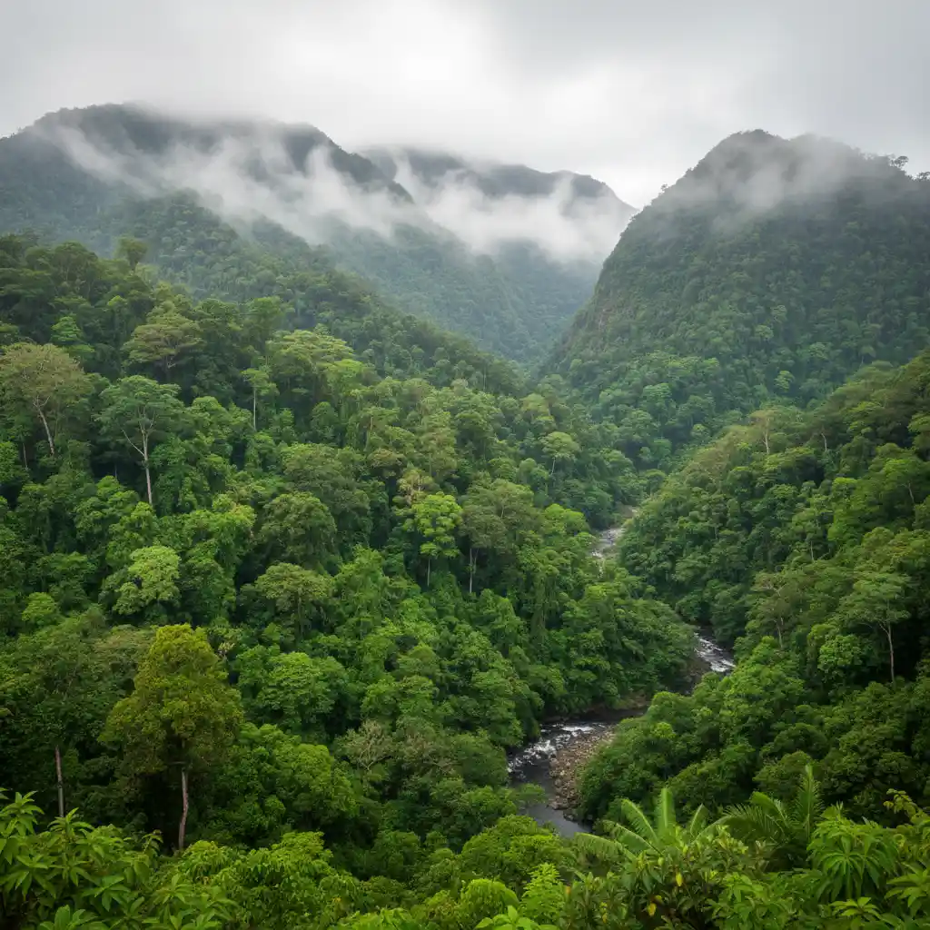 Lush tropical rainforest canopy in Espiritu Santo Vanuatu