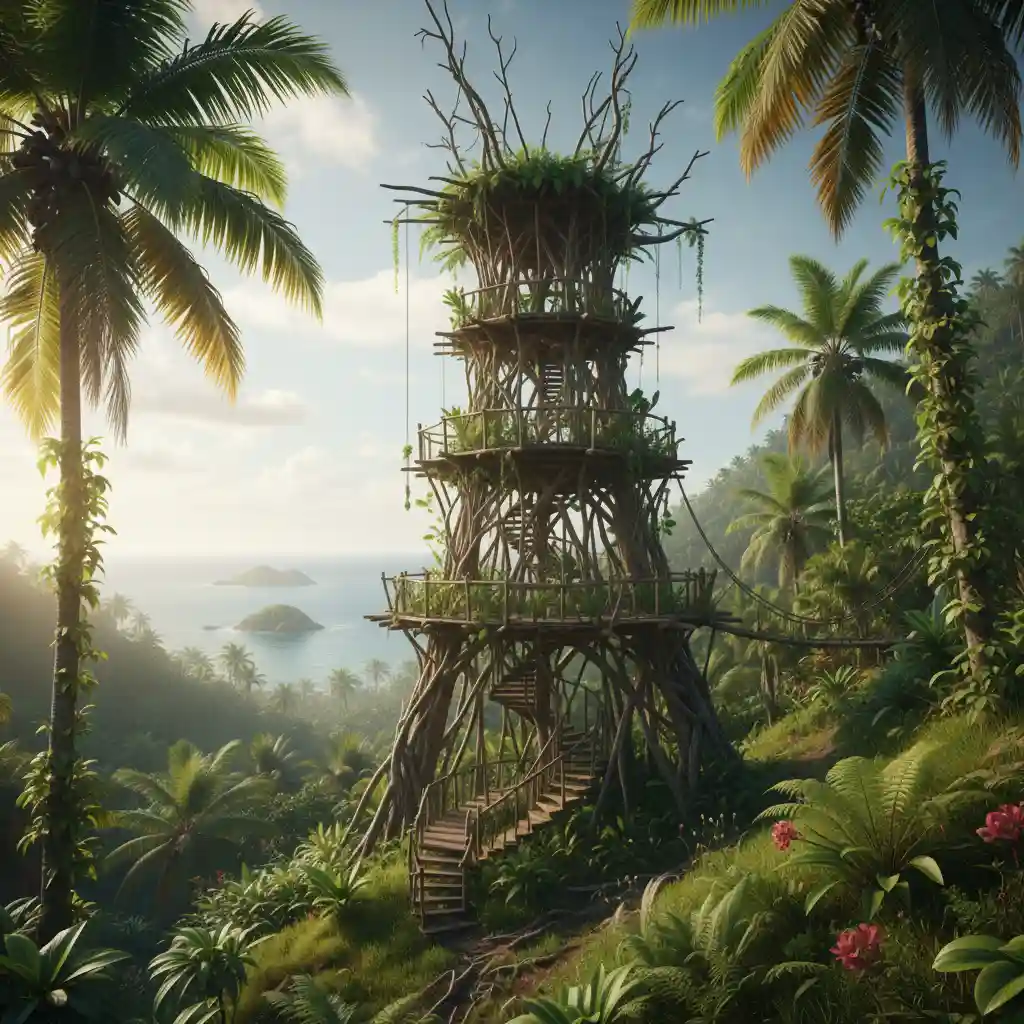 Traditional Nagol tower on Pentecost Island Vanuatu