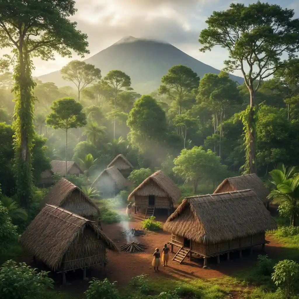 Traditional custom village in the jungles of Tanna Vanuatu