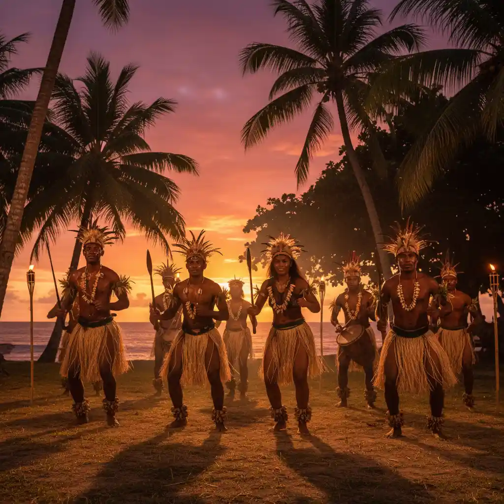 Traditional Ni-Vanuatu custom dance performance during a local festival