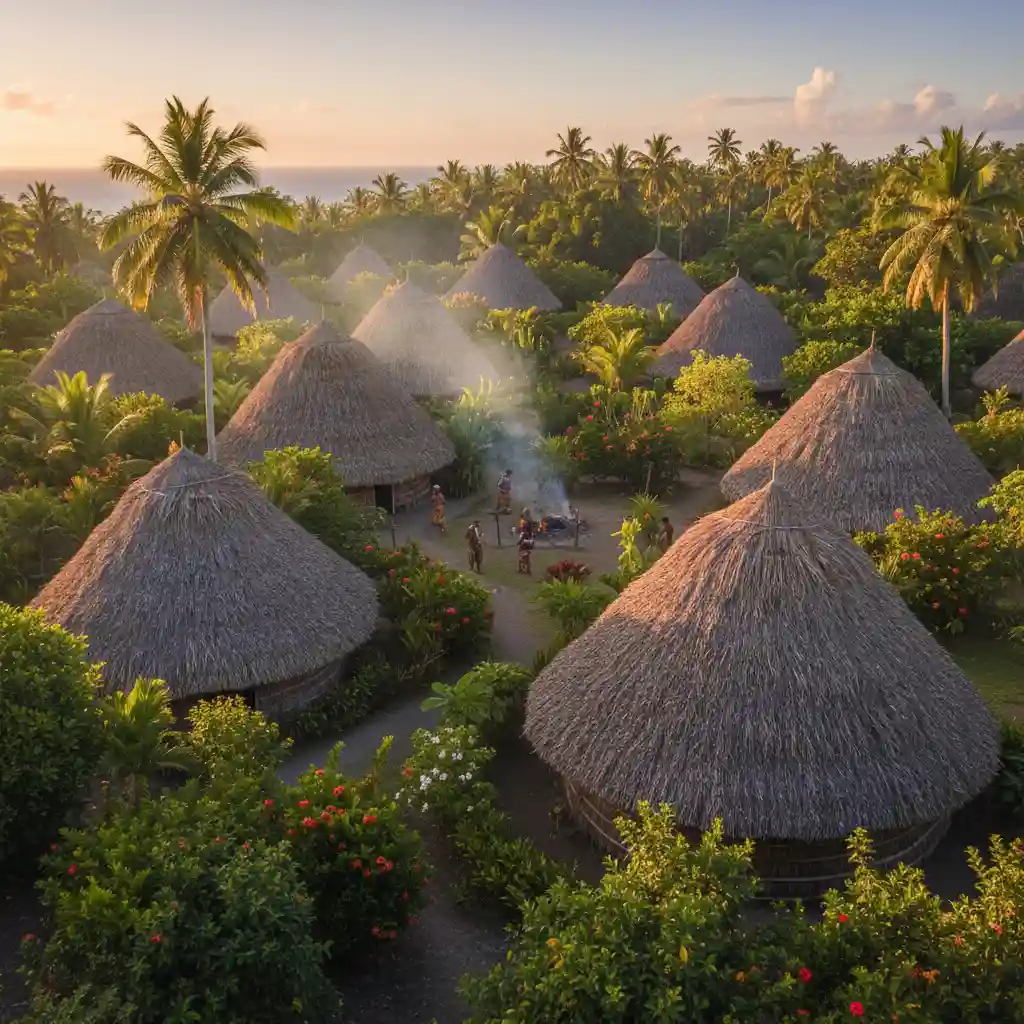Traditional Ni-Vanuatu village scene for community tourism