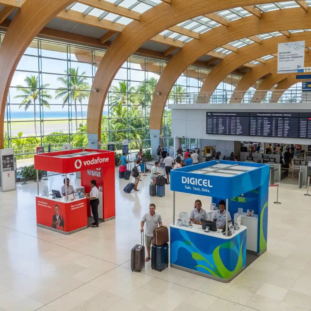 Vanuatu SIM card kiosks at Bauerfield International Airport