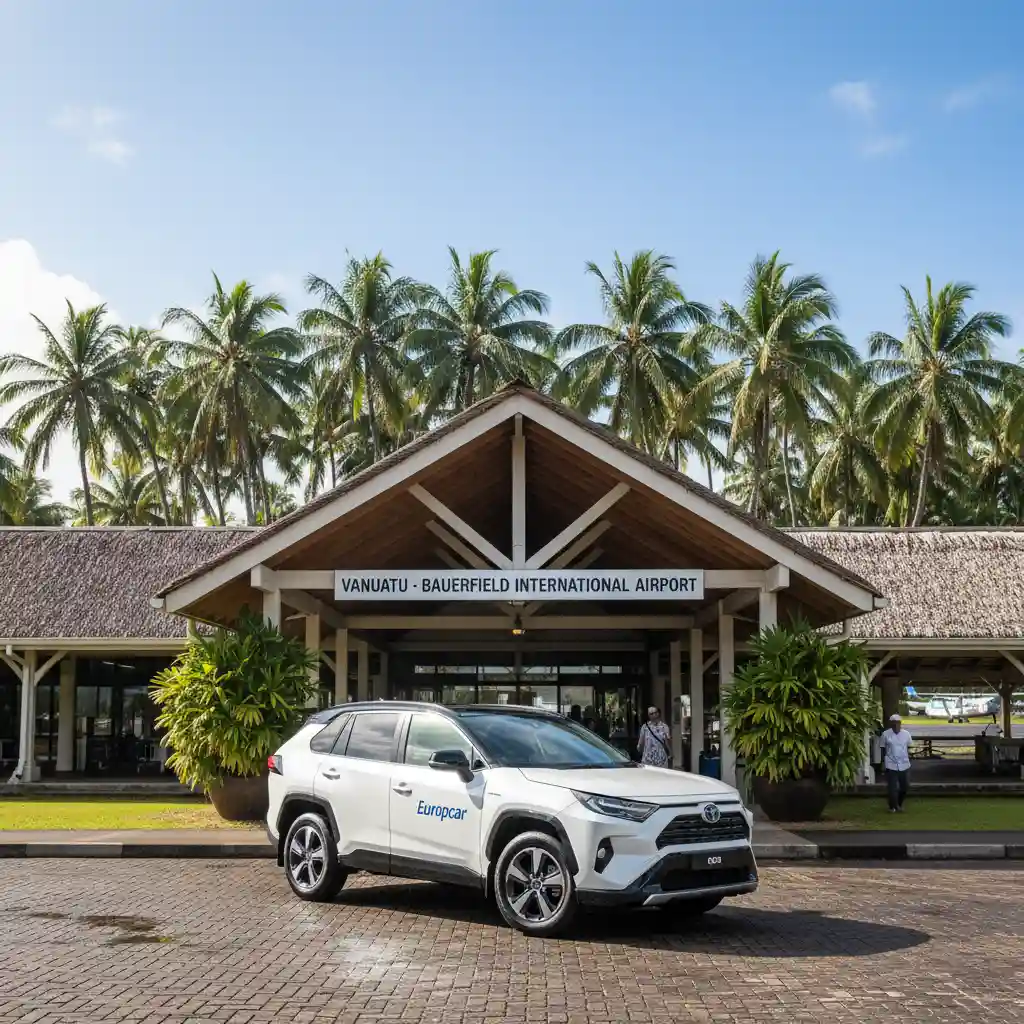 Rental car parked at Bauerfield International Airport Port Vila