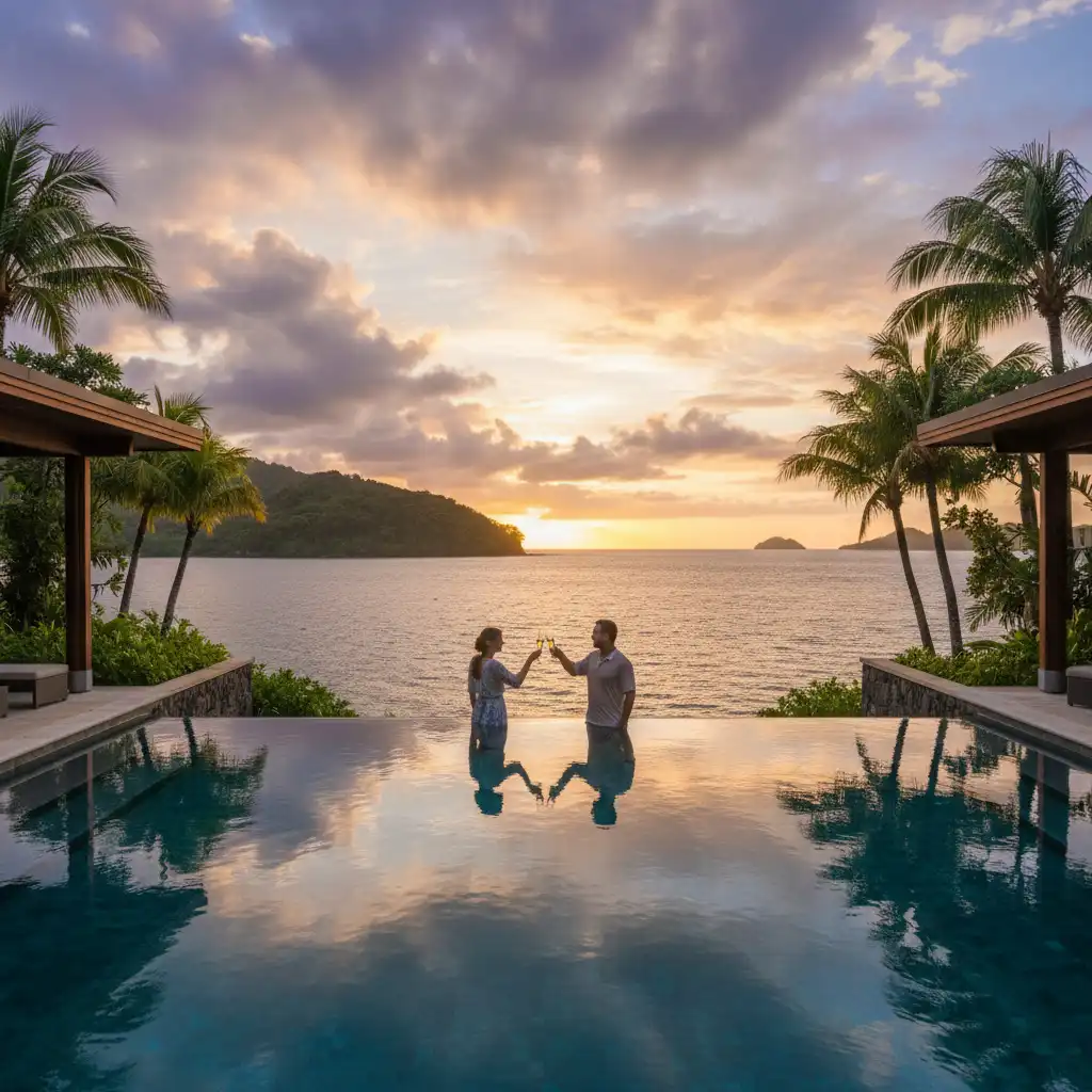 Luxury infinity pool at an adults-only resort in Port Vila
