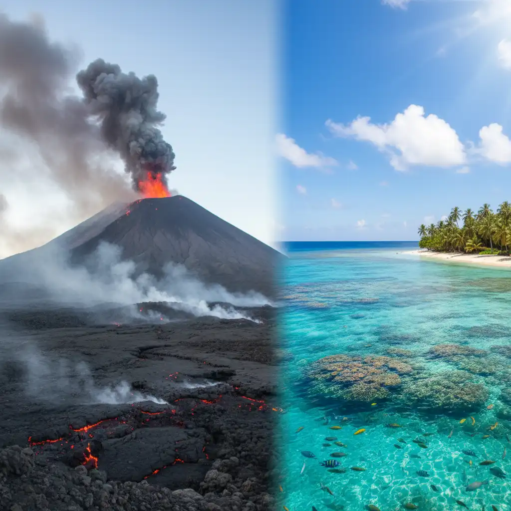 Landscape comparison of Tanna Volcano and Coastline