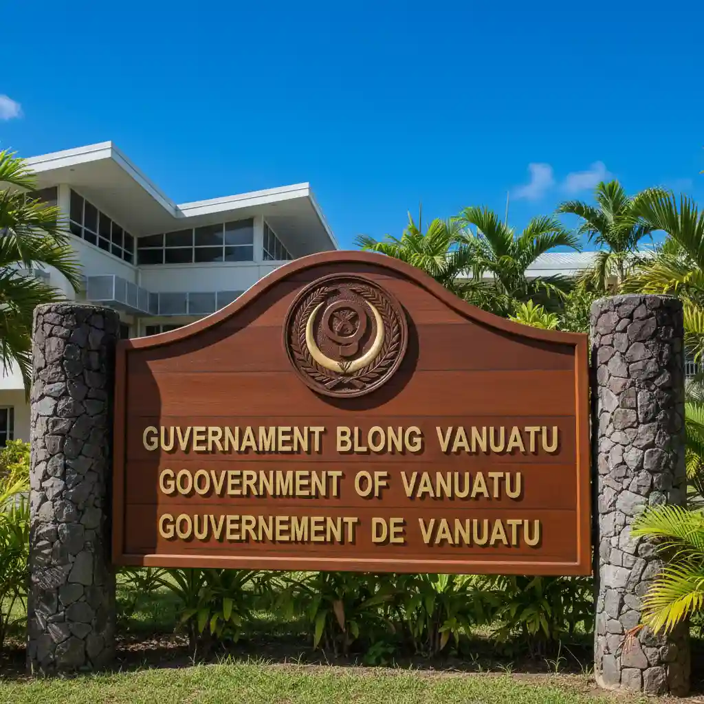 Vanuatu government sign showing official languages vanuatu