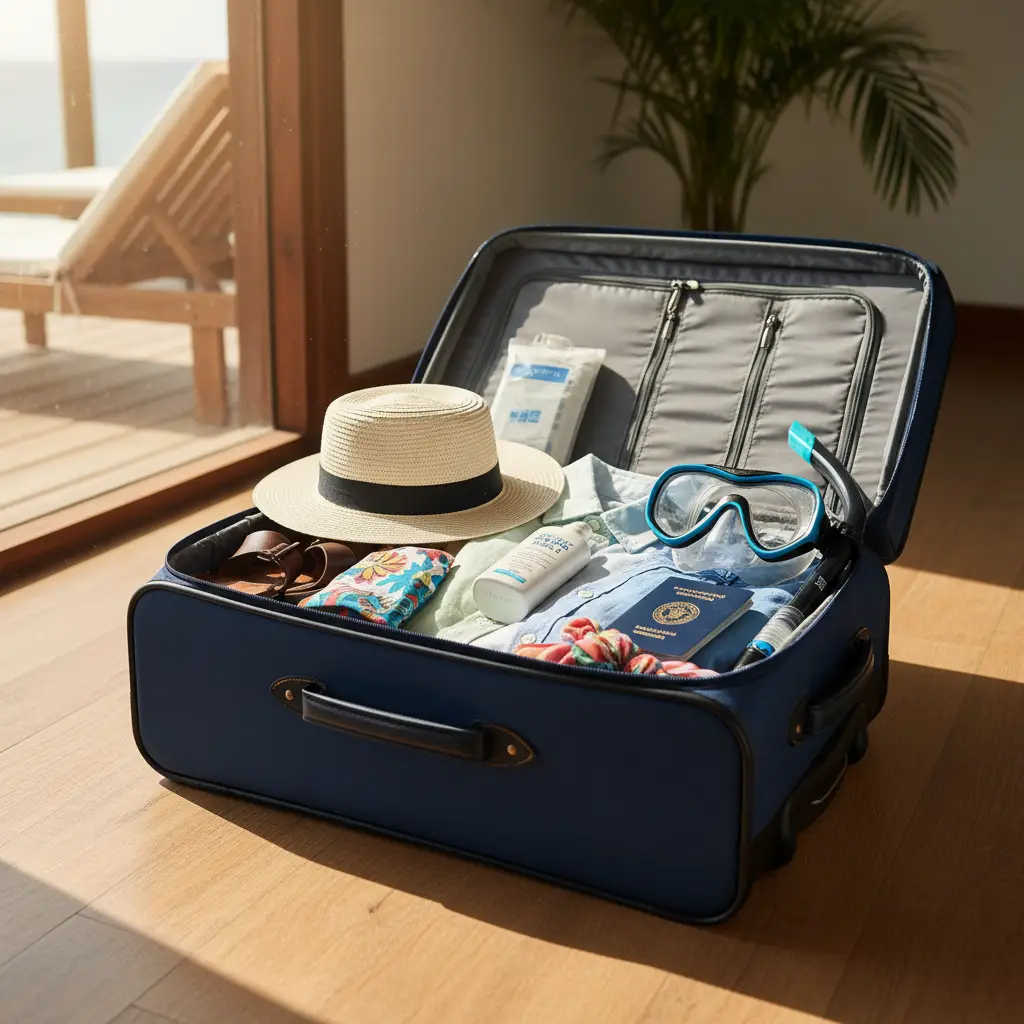 Essential items for a Vanuatu packing list laid out for travel preparation