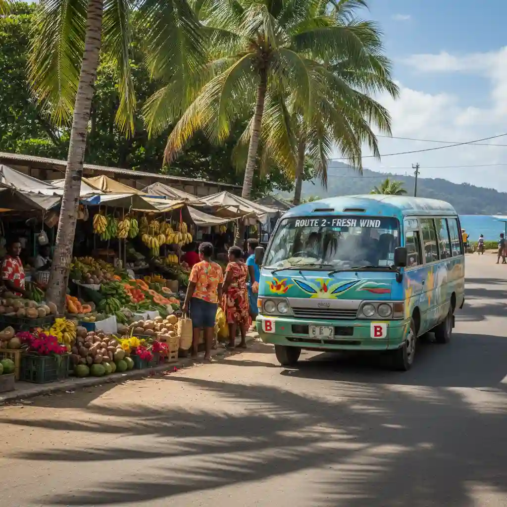Vanuatu minibus with B license plate in Port Vila