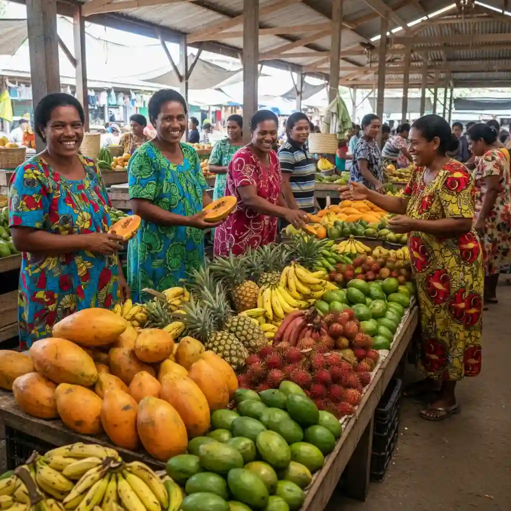 Colorful produce and local vendors at the Port Vila Market