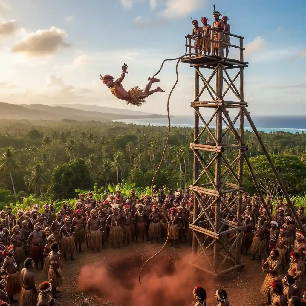 Pentecost land diving ritual in Vanuatu