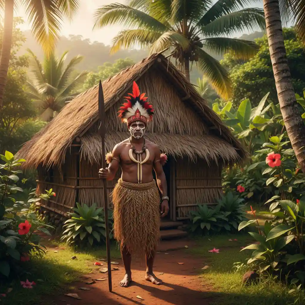 Ni-Vanuatu Chief in traditional Kastom attire