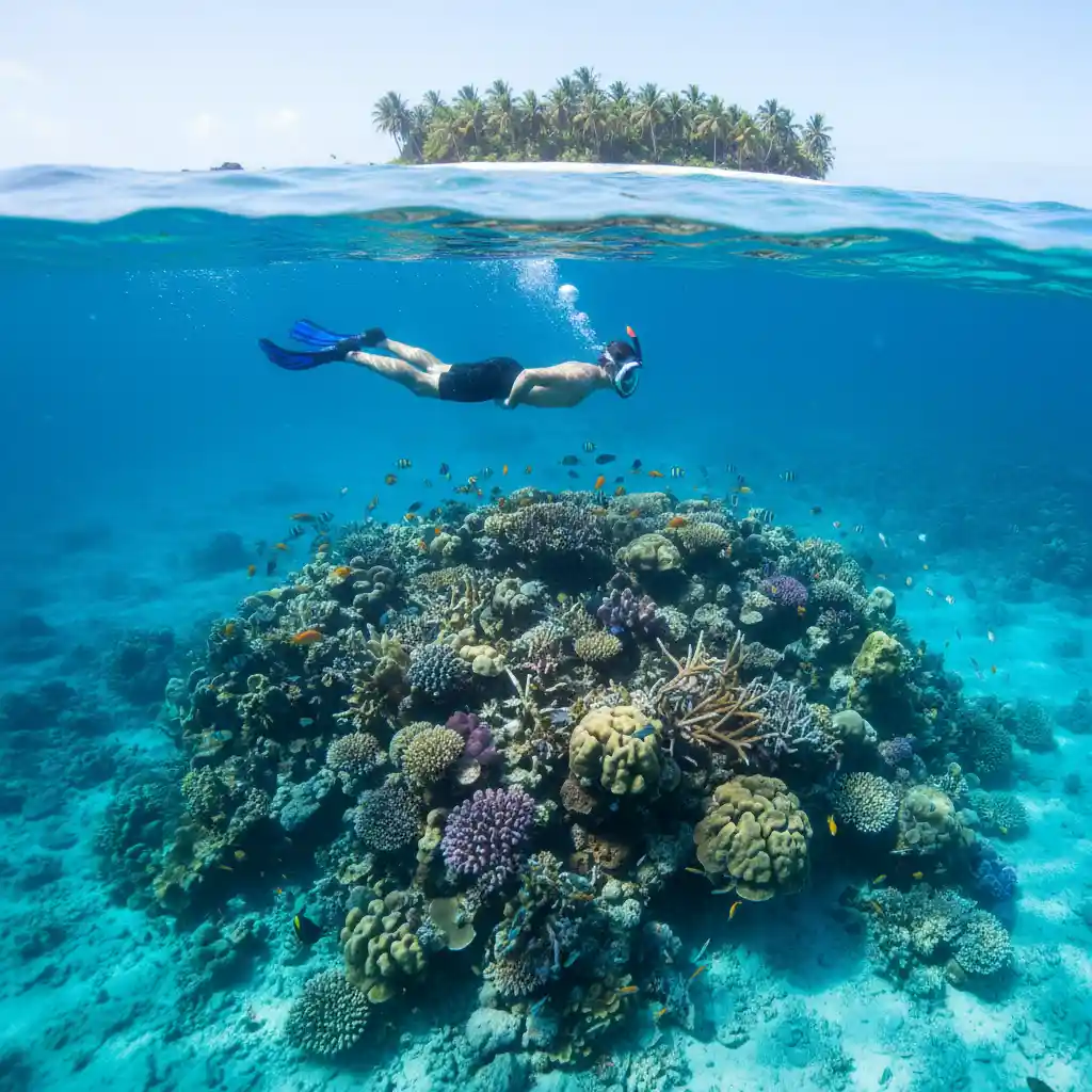 Snorkelling at Hideaway Island Marine Sanctuary, Vanuatu