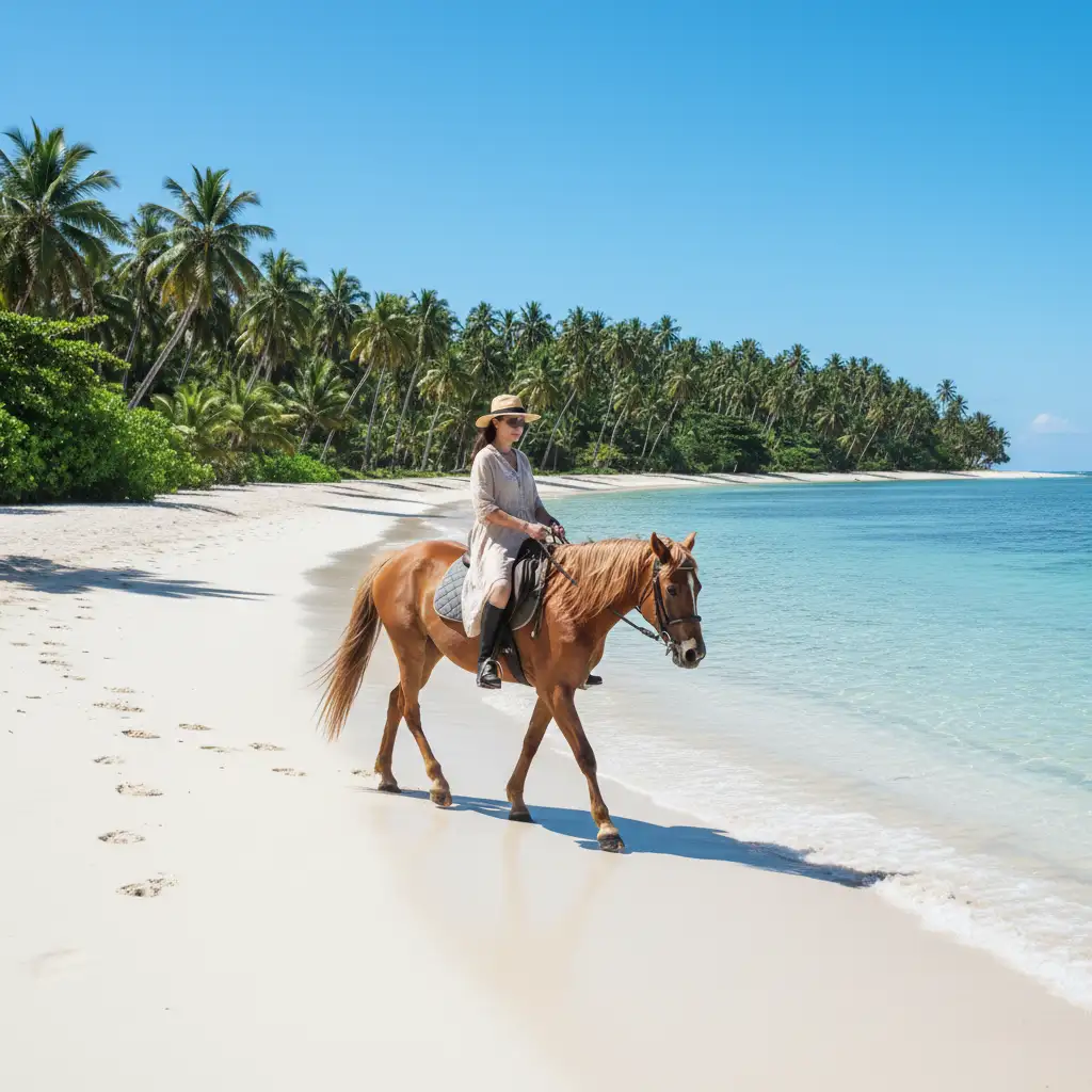 Horse riding on a beautiful Vanuatu beach