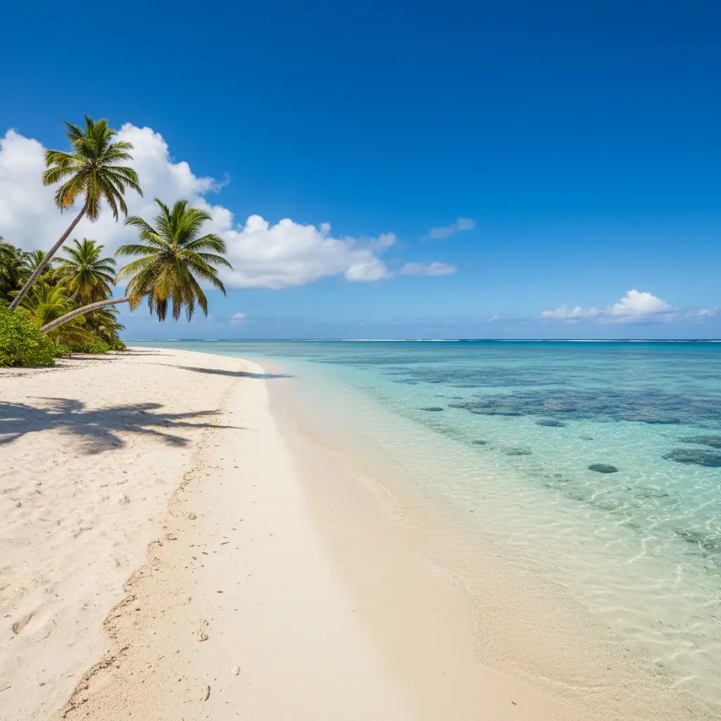 Pristine white sand beach in Vanuatu during dry season
