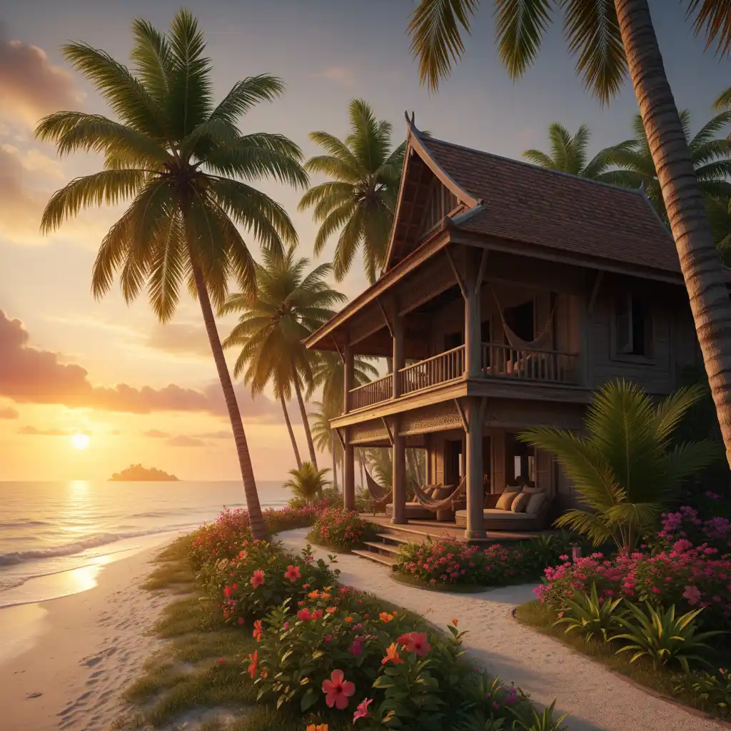 Vintage teak villa at Ratua Island Resort Vanuatu