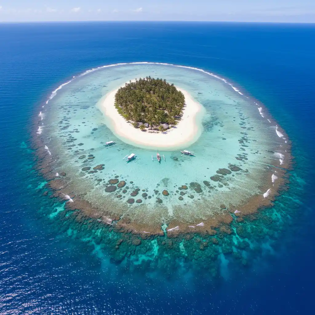 Aerial view of Mystery Island Vanuatu coral cay