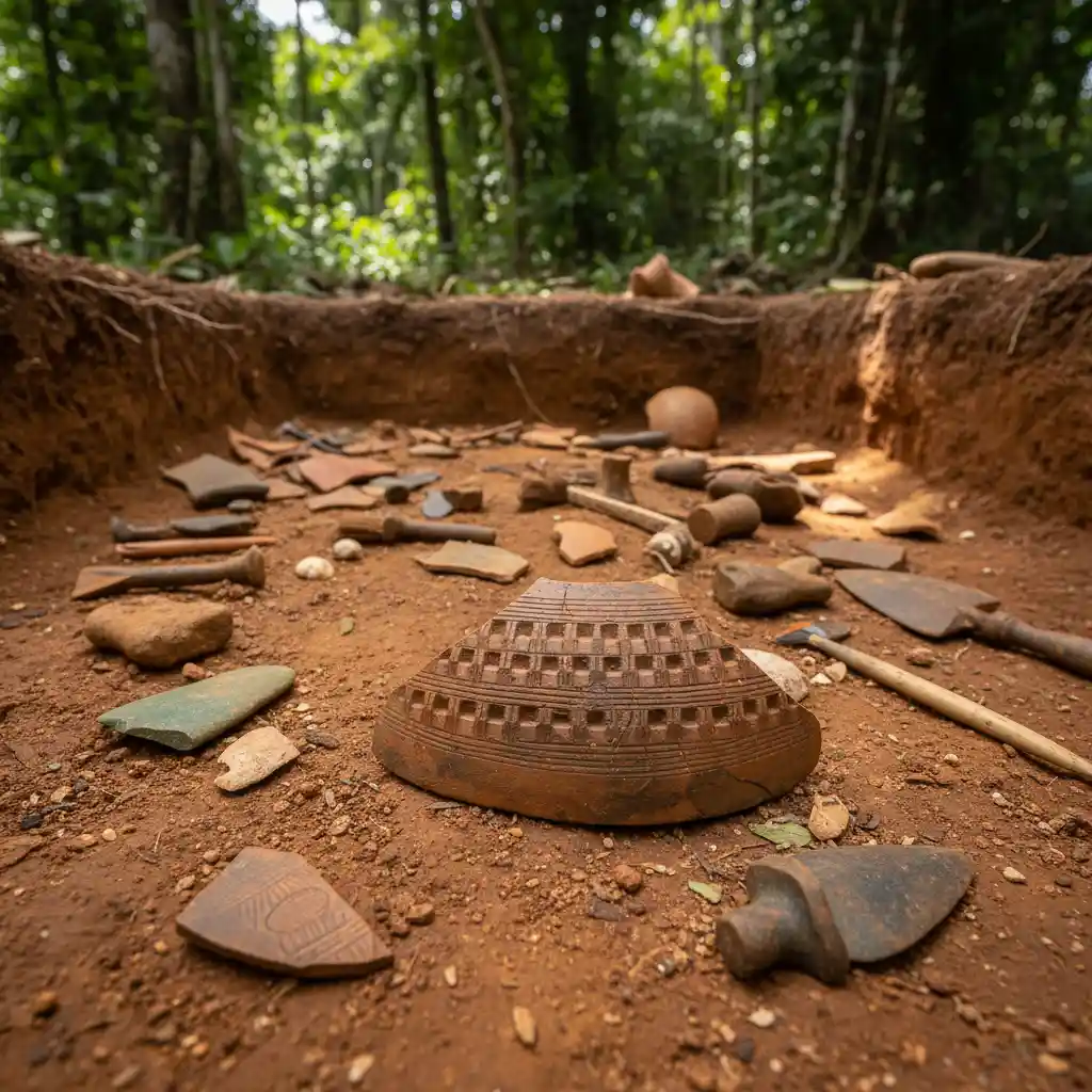 Archaeological excavation of Lapita pottery at Teouma site