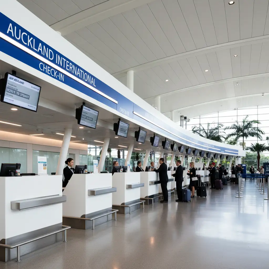 Auckland Airport check-in for flights to Vanuatu