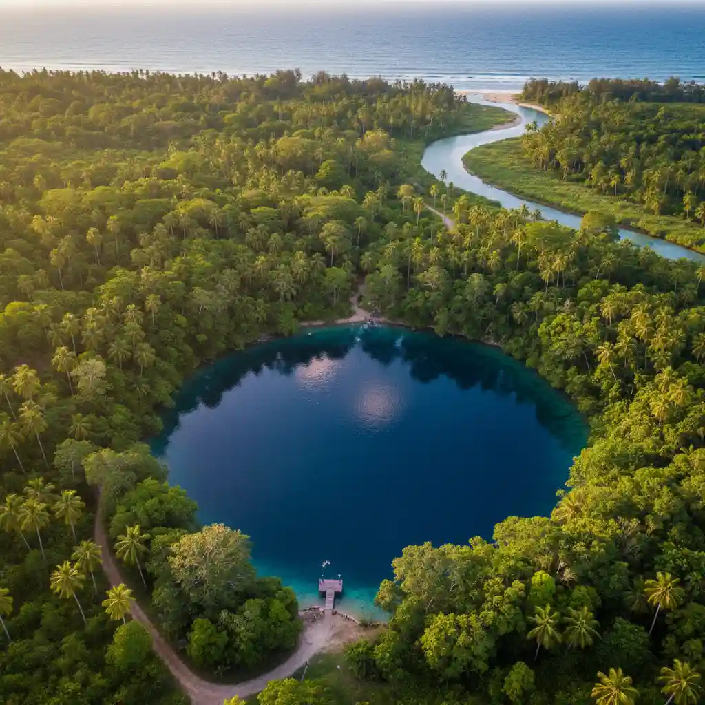 Aerial view of Nanda Blue Hole Espiritu Santo