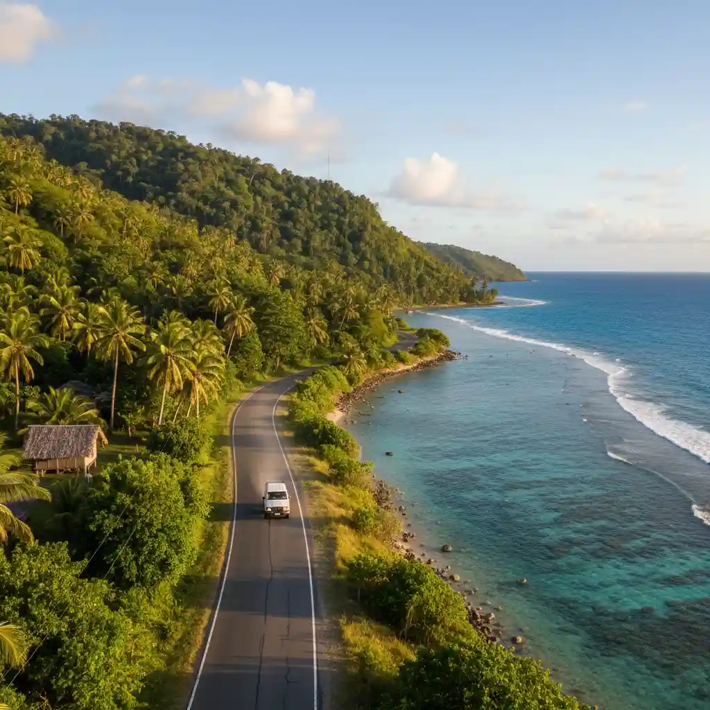 Driving on the Ring Road in Efate Vanuatu
