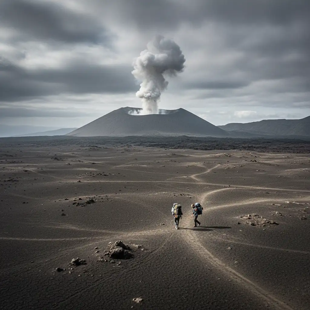 Trekking the ash plains of Ambrym volcano