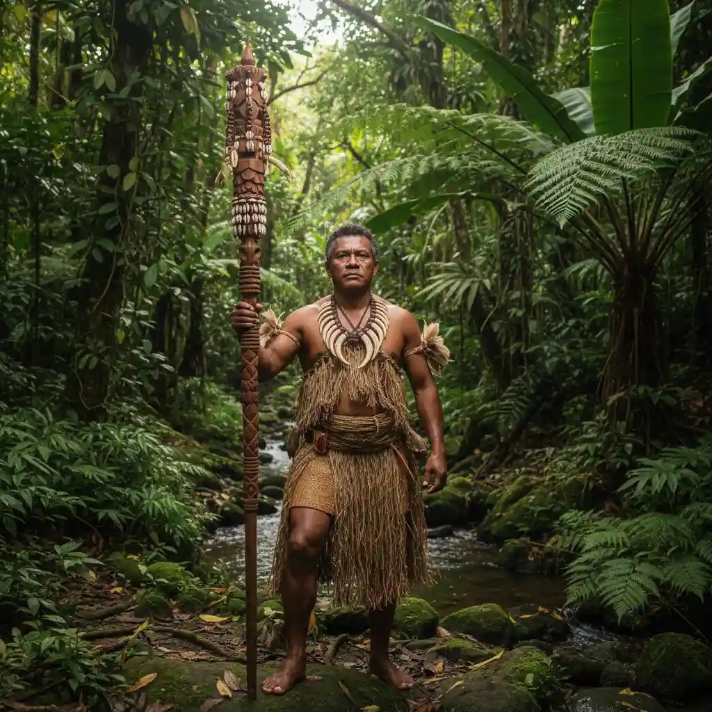 Vanuatu Chief presiding over customary law