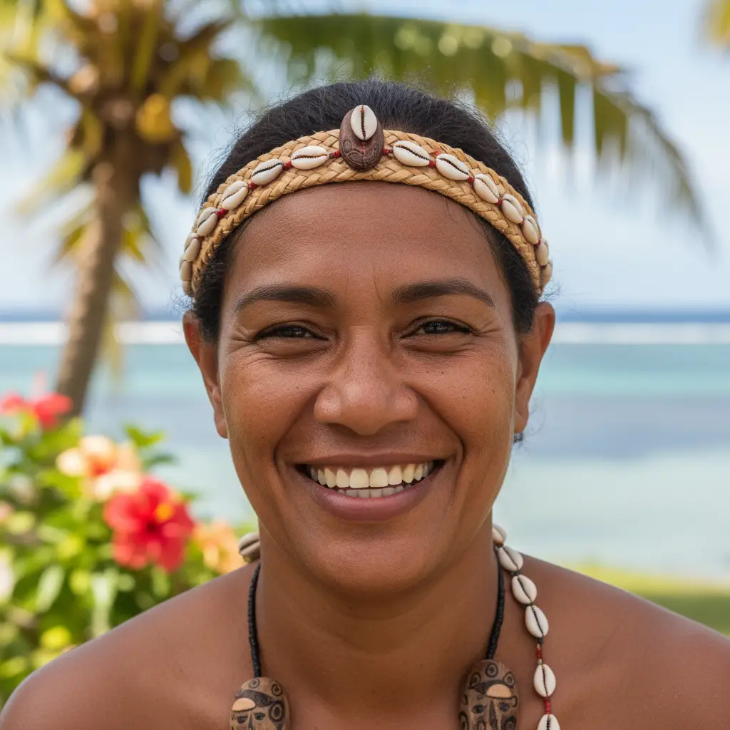 Ni-Vanuatu woman demonstrating the eyebrow flash gesture