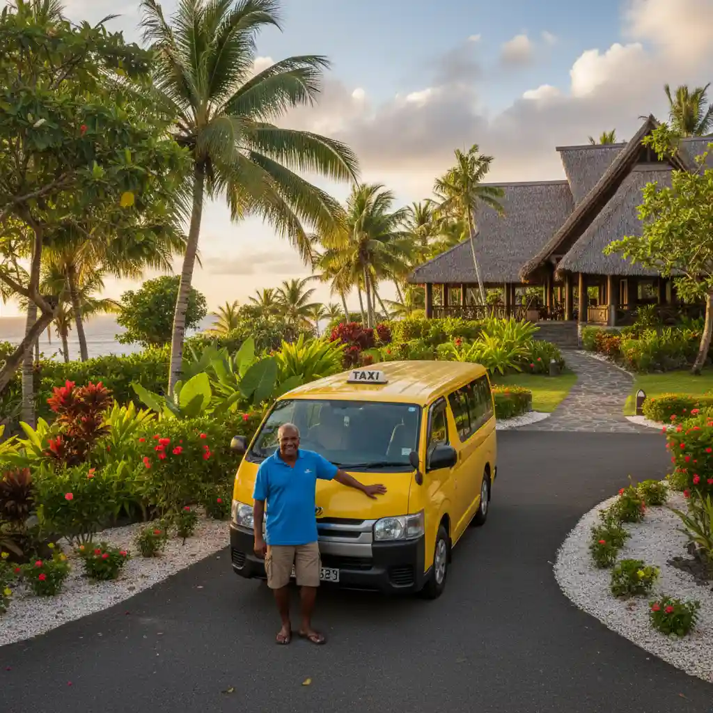 Taxi waiting at a Vanuatu resort