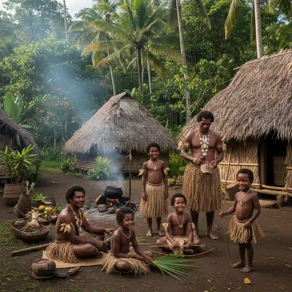 Small Nambas family in traditional village