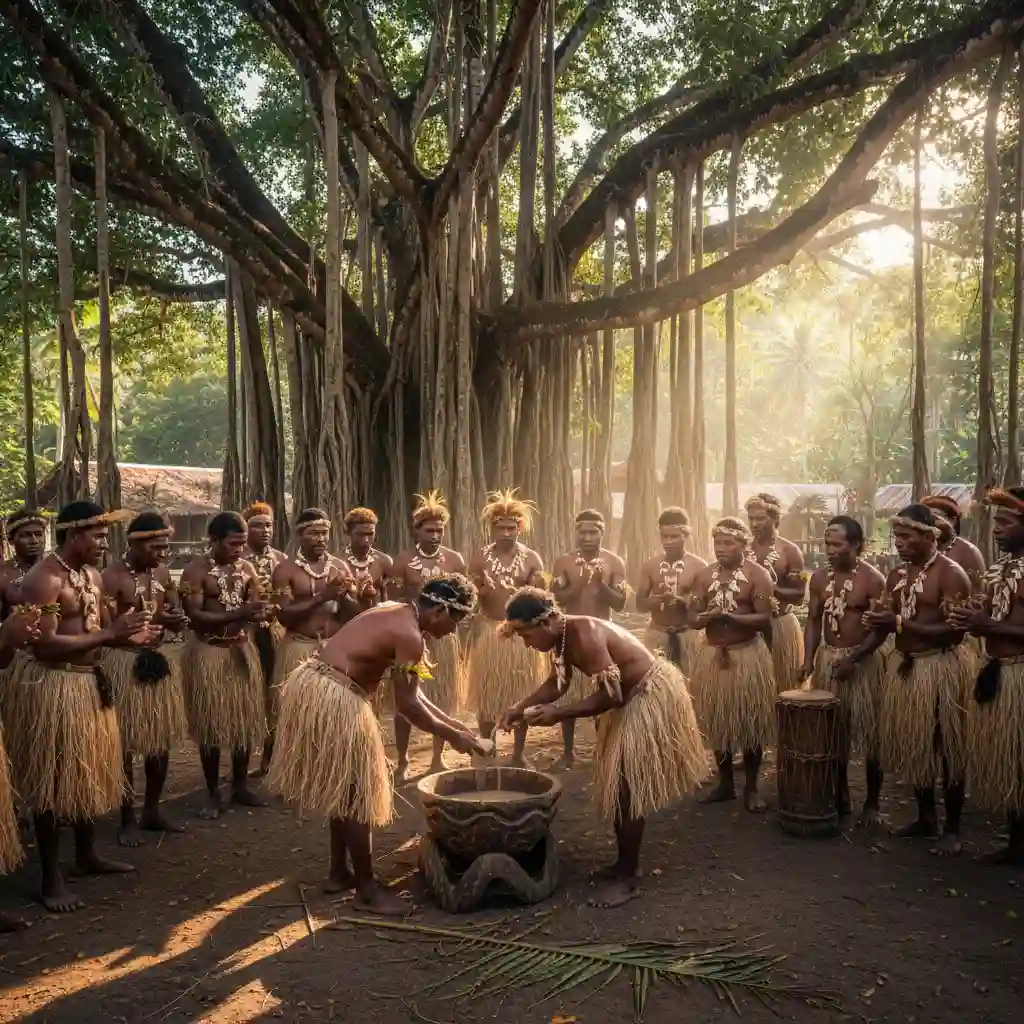 Traditional ceremony in a Vanuatu Nakamal