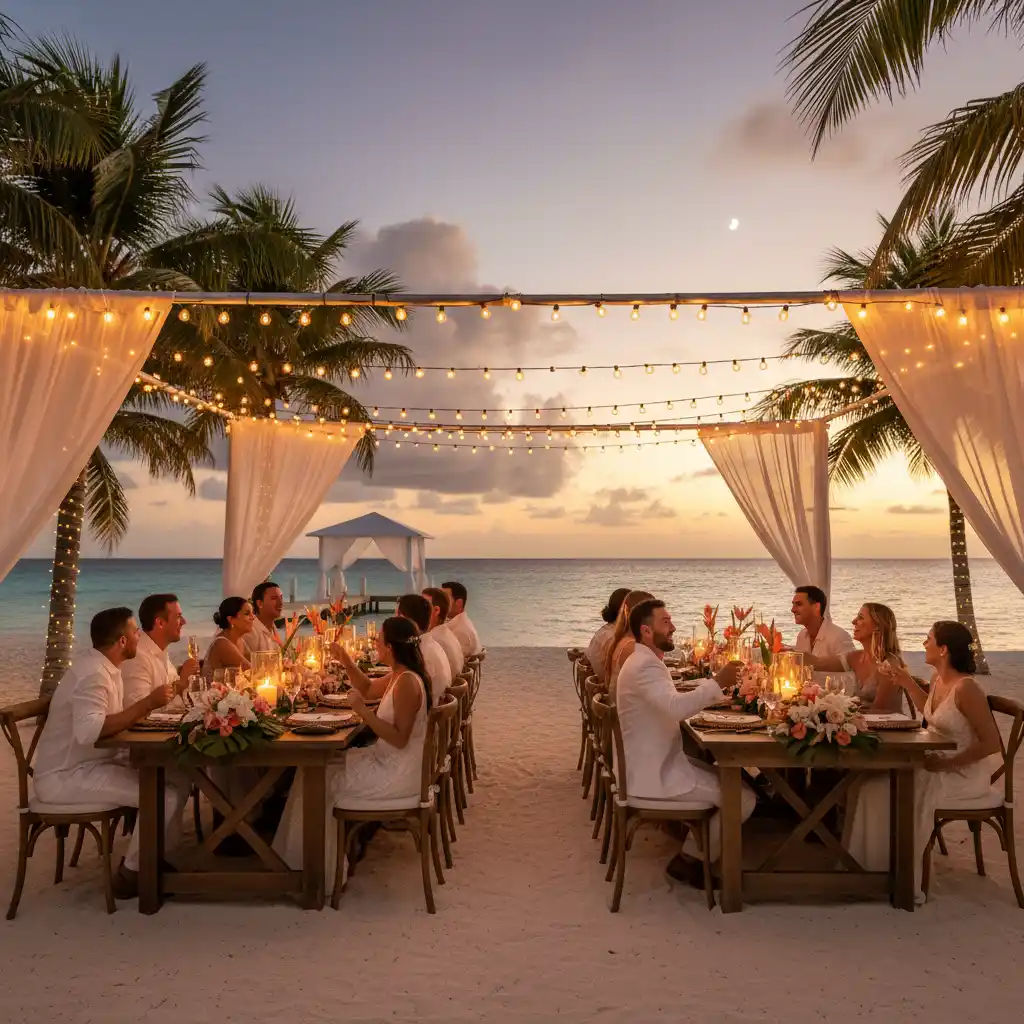Vanuatu wedding reception setup with local decor