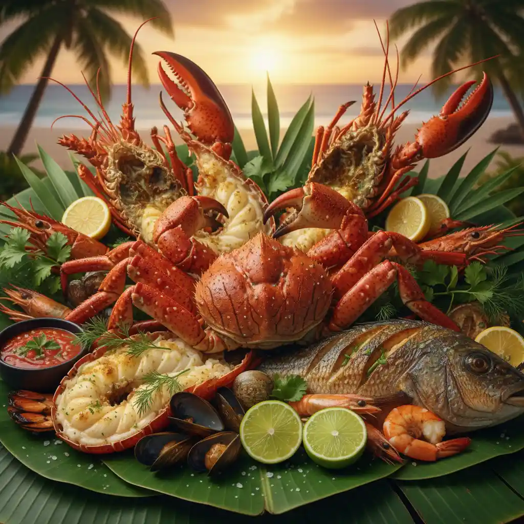 Fresh seafood platter with coconut crab in Port Vila