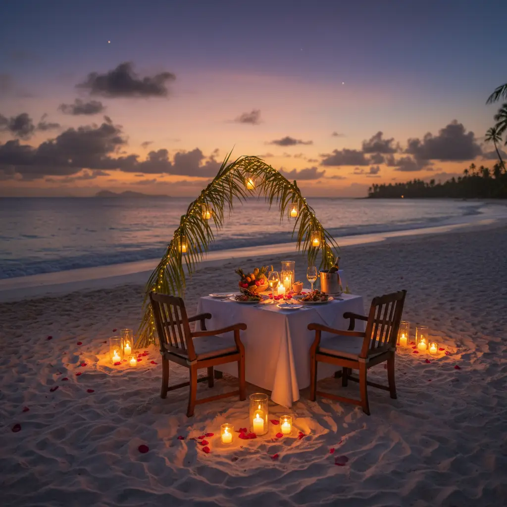 Romantic beach dinner in Vanuatu