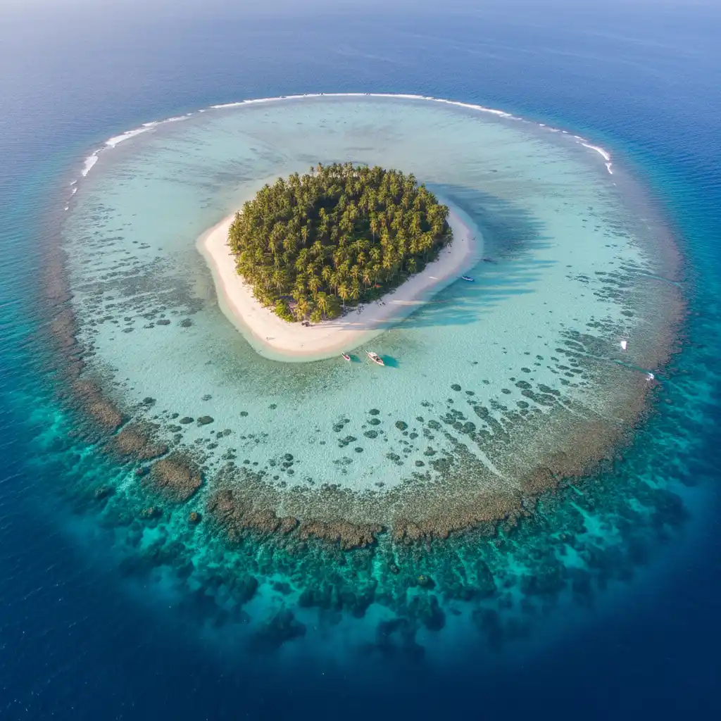 Aerial view of Mystery Island Vanuatu cruise port