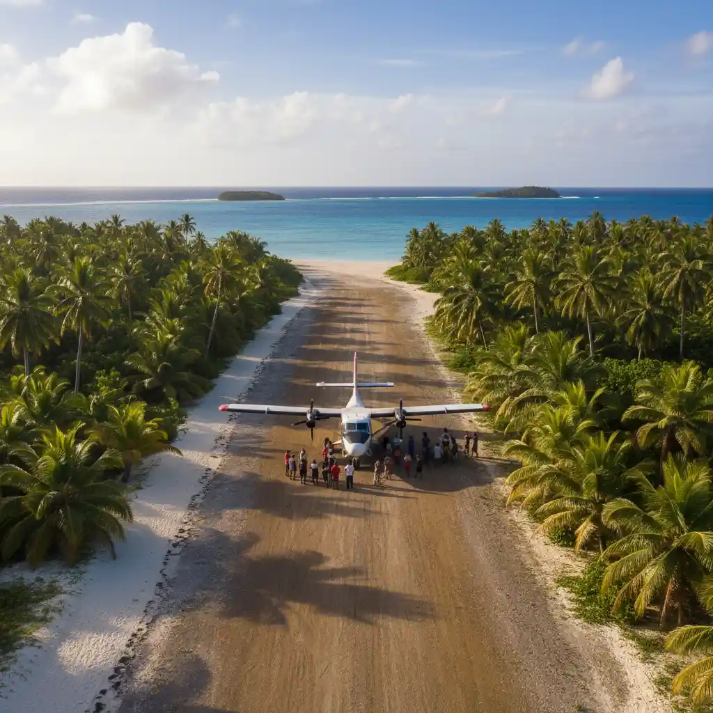 Historic grass airstrip on Mystery Island Vanuatu