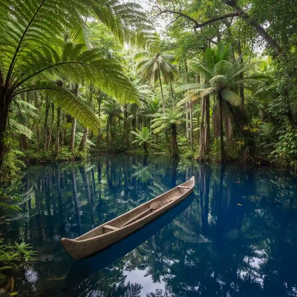 Traditional dugout canoe at Riri Blue Hole Espiritu Santo