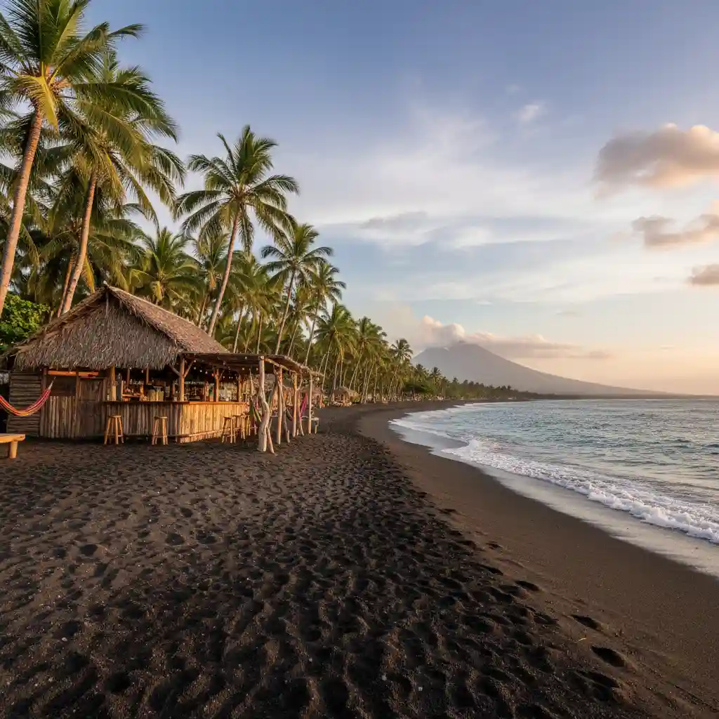 Mele Beach black sand coastline in Vanuatu