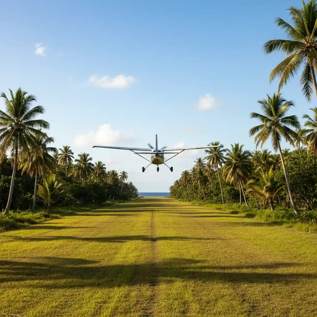 Air charter landing on Pentecost Island for Nagol festival