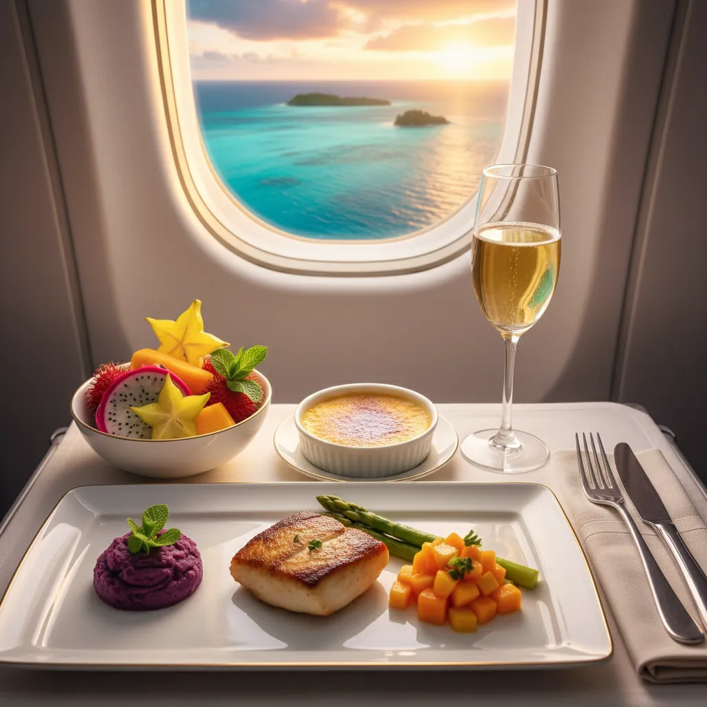 In-flight dining on a South Pacific route