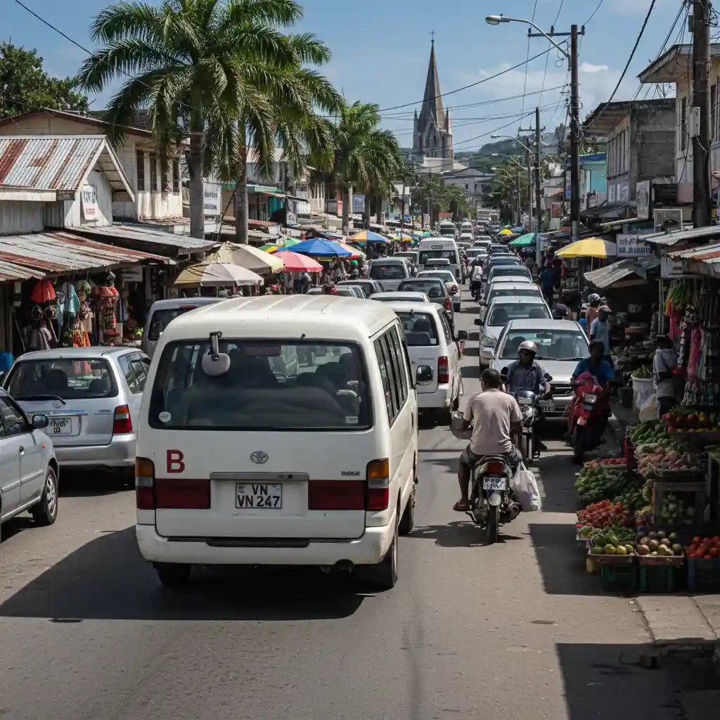 The B Bus public transport minibus in Port Vila