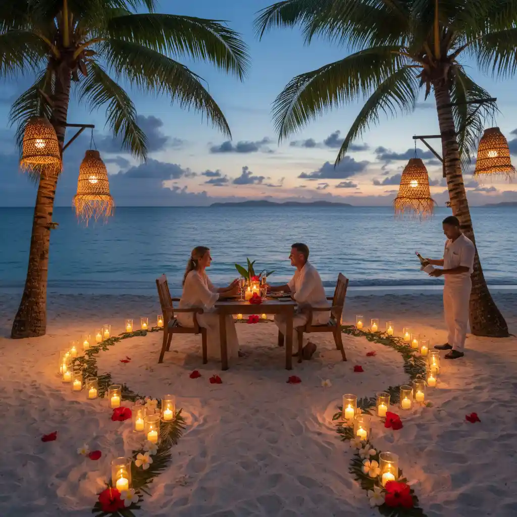Romantic private beach dining in Vanuatu