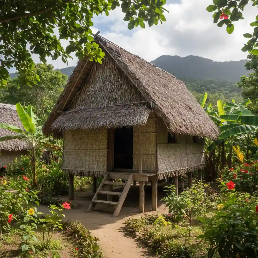Traditional village bungalow accommodation in Vanuatu