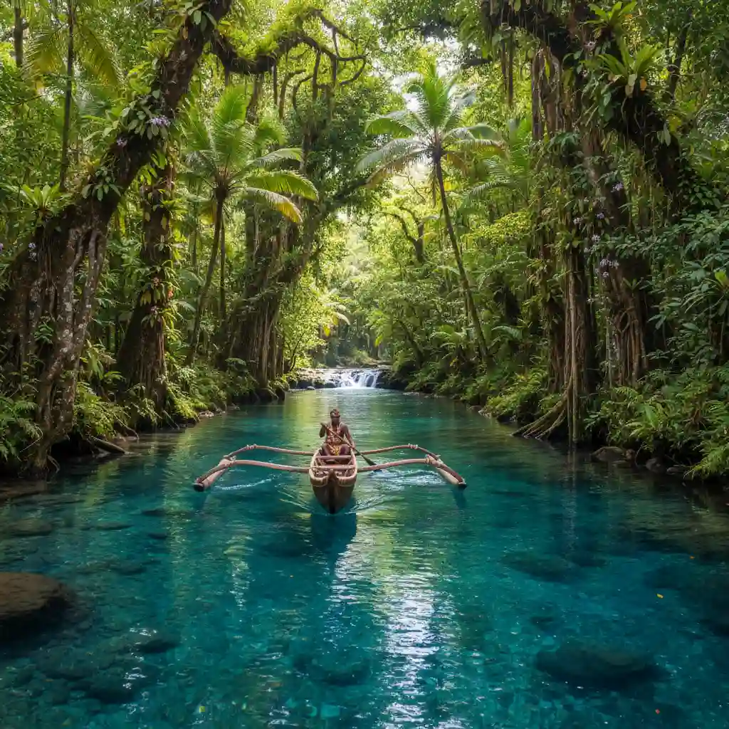 Canoe trip to Riri Blue Hole Vanuatu